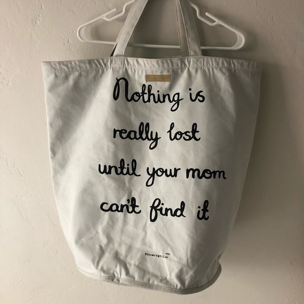 ❌SOLD❌Bloomingville Laundry Bag Teal & Off-White